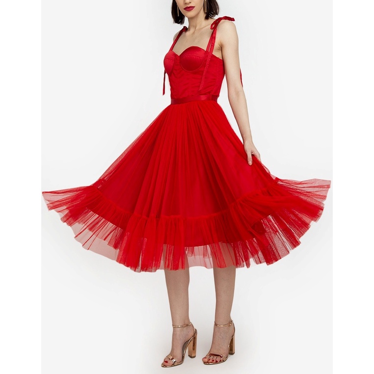 Bustier Mesh TeaLength Dress Cocktail Party Dress Prom Bridesmaid