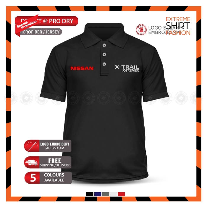 Microfiber Polo T-Shirt Sulam Nissan X-Trail X-Tremer Petrol Engine Baju Lelaki New Cotton Fashion Embroidery Jahit Tee