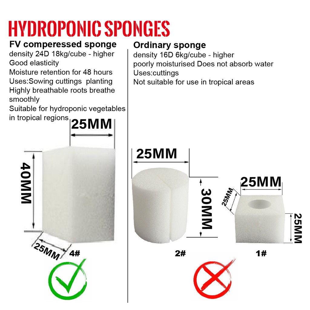 FV Hydroponic Foam 4cm Height 100 Cubes hydroponics foam
