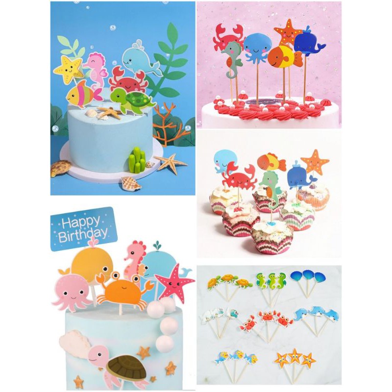 Under The Sea Water World Theme Birthday Cake Cupcake Toppers Shopee Philippines