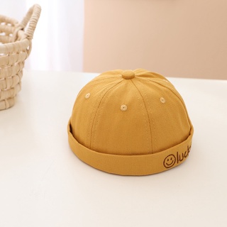 lucky smiling face melon hat children's fashion all-match brimmed landlord hat boy street shooting yuppie hat #9