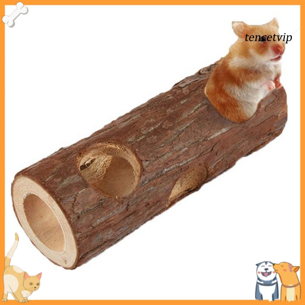 【Vip】Pet Hamsters Mouses Wood Tunnel Tube Hollow Tree Trunk Teeth Grinding Chew Toy #1