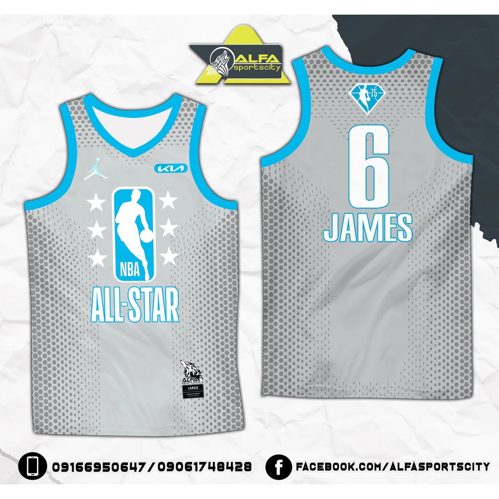 NBA 2022 All Star Gray Blue Lebron James Full Sublimation Basketball ...