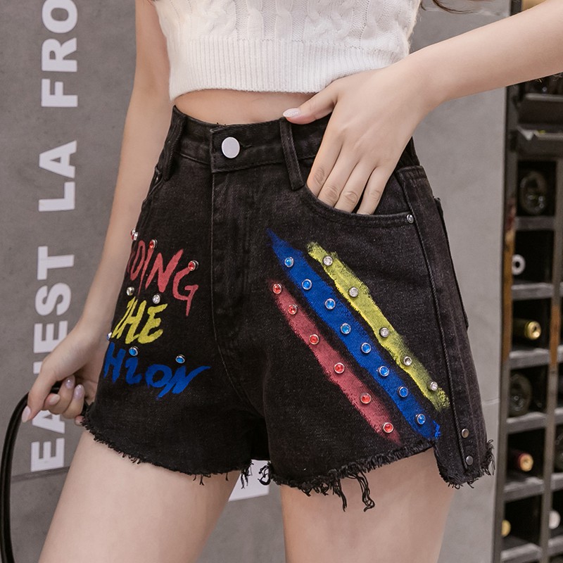 black long jean shorts