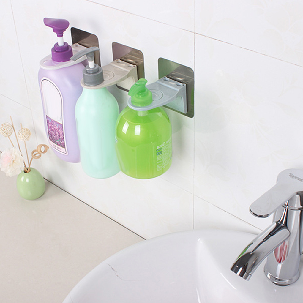 COD Bathroom Shampoo Bottle Holder Storage Sticky WallMounted Holder