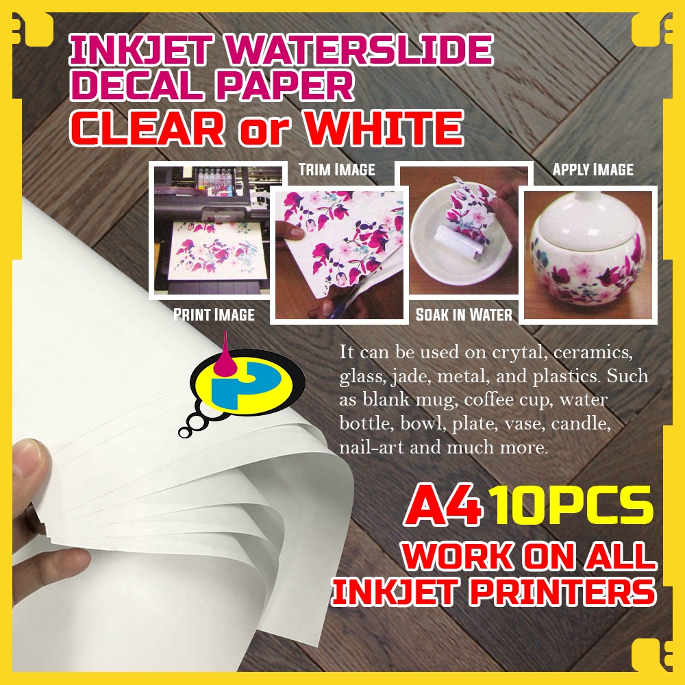 water slide decal paper A4 size white and clear DIY Inkjet Printing ...