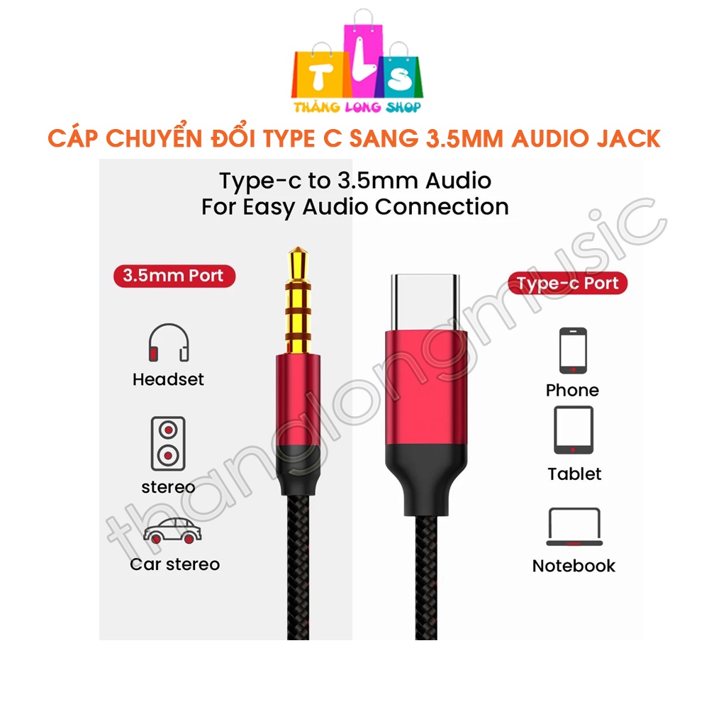 Audio Cable Type C to 3.5mm Aux Jack (USB TypeC to 3.5mm Jack Audio