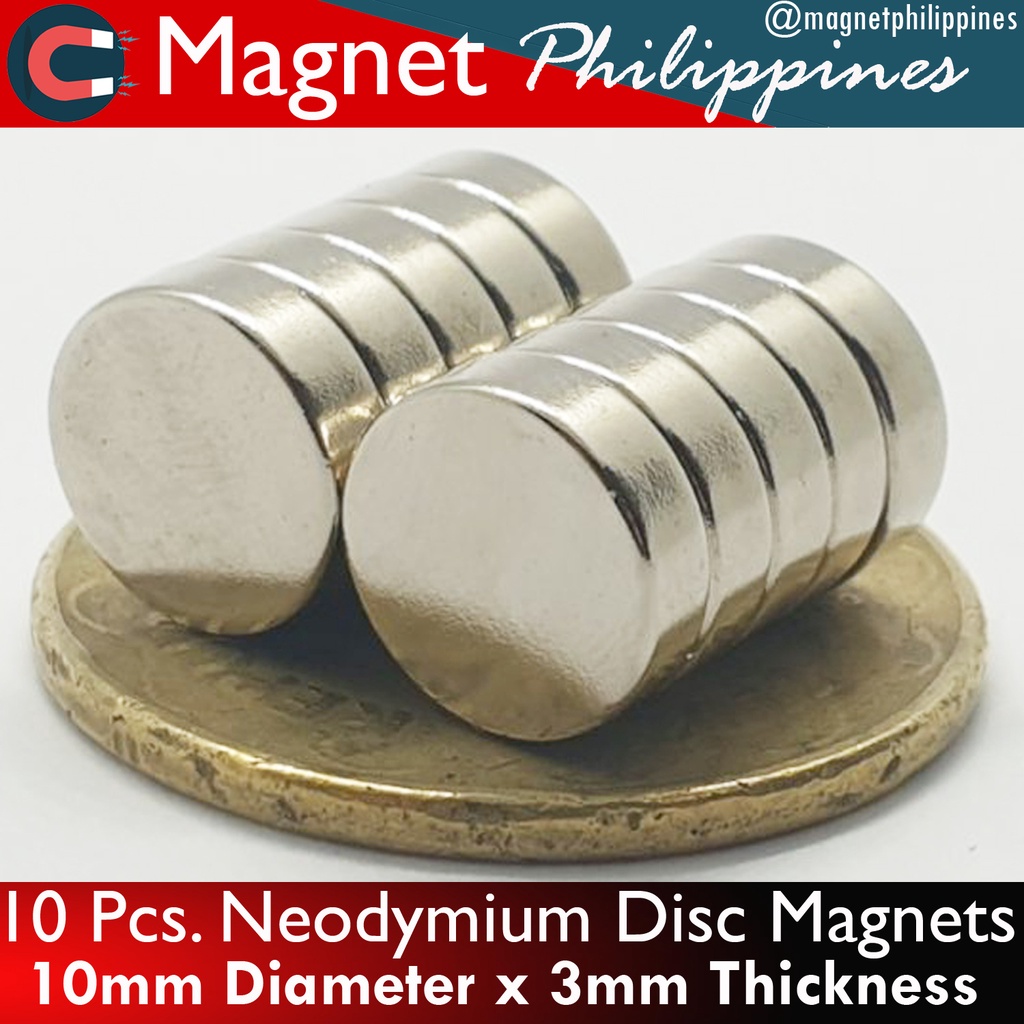 10 x Very Strong Circular Disc Neodymium Magnets 10mm x 1mm Fridge 