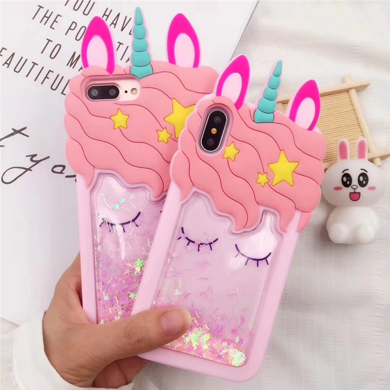 3D Glittering Unicorn iPhone Case