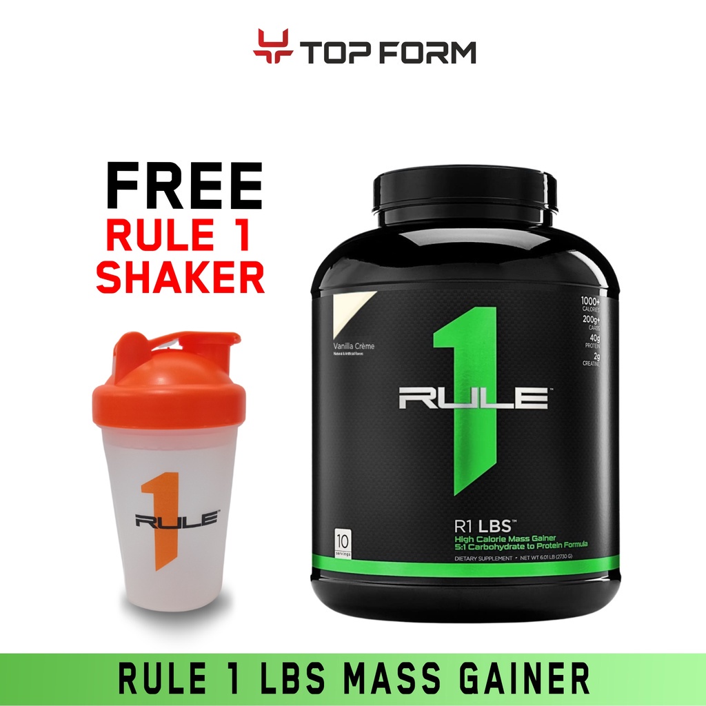 Whey Protein Rule 1 LBS High Calorie Mass Gainer with shaker 6lbs, 12lbs