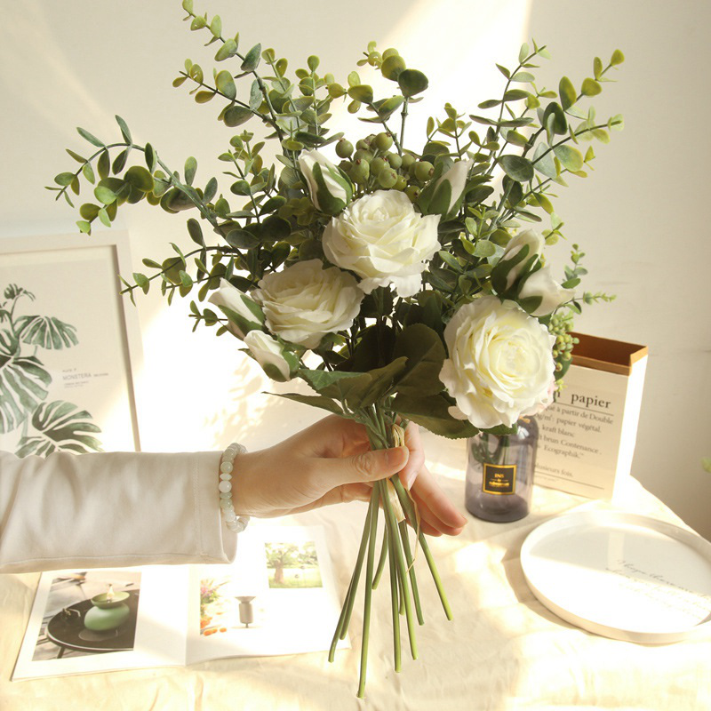 Wind Eugali Rose Bundle Hydrangea Flowers Bouquet Wedding Decor Gift Party N4D2 