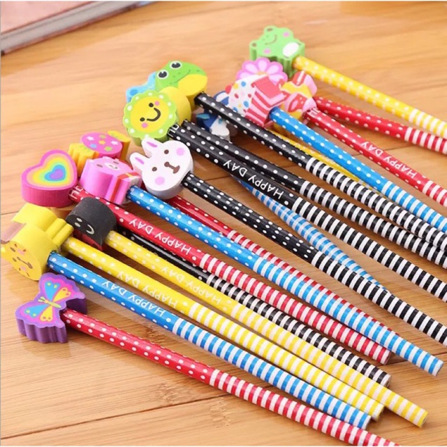 10 pcs /set pencil with eraser school stationery(Random Design ...