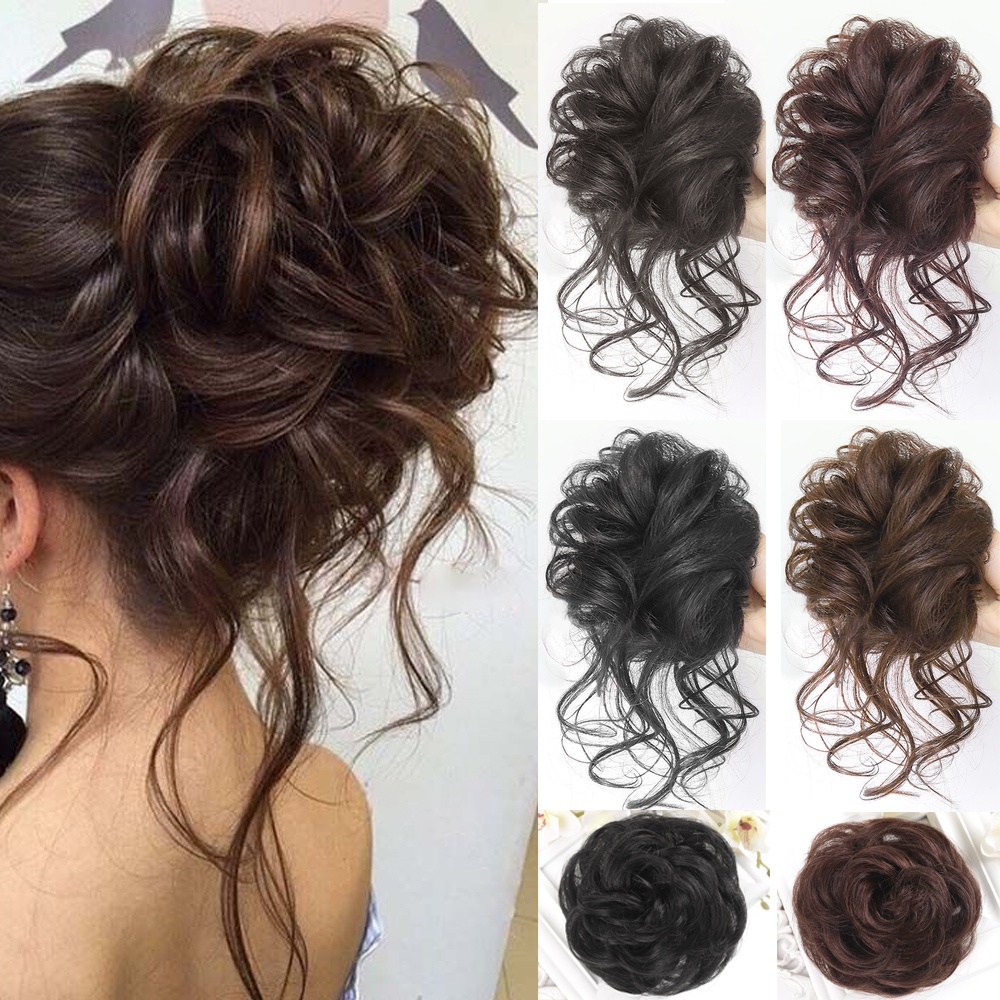 Synthetic Elastic Messy Curly Chignon Hair Extension Chignon Donut Bun  Elastic Band Hairpiece For Women | Shopee Philippines