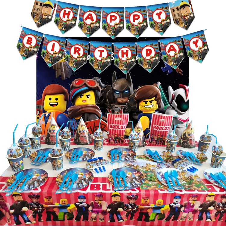 Roblox Game Theme Tablecloth Paper Plate Paper Cup Balloon Banner ...
