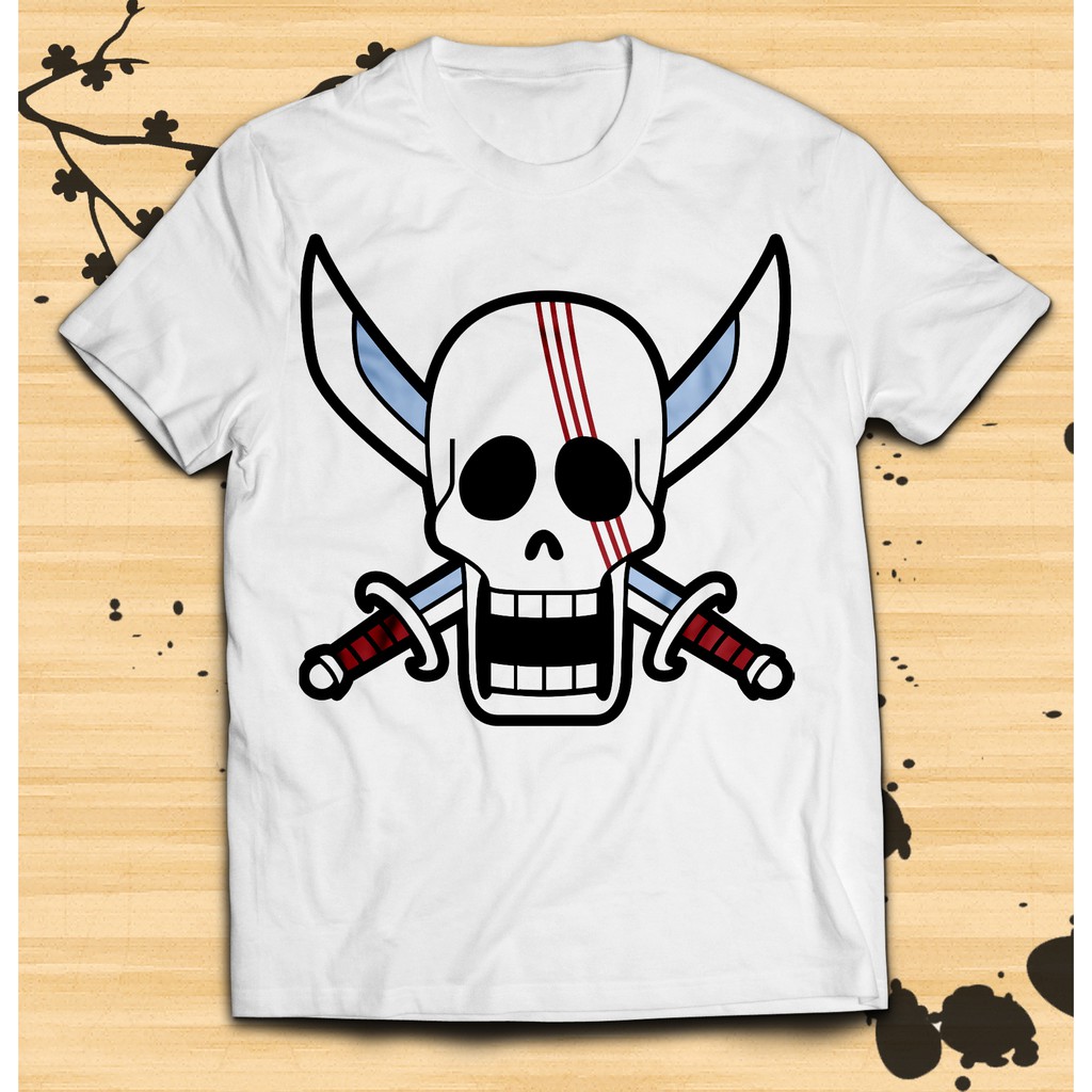 One Piece Anime Red Hair Shanks Logo Jolly Roger Shirt Shopee Philippines