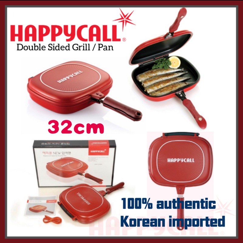 Deep Happycall Nonstick Foldable Double Sided Grill Pressure Pan Multi-Purpose 