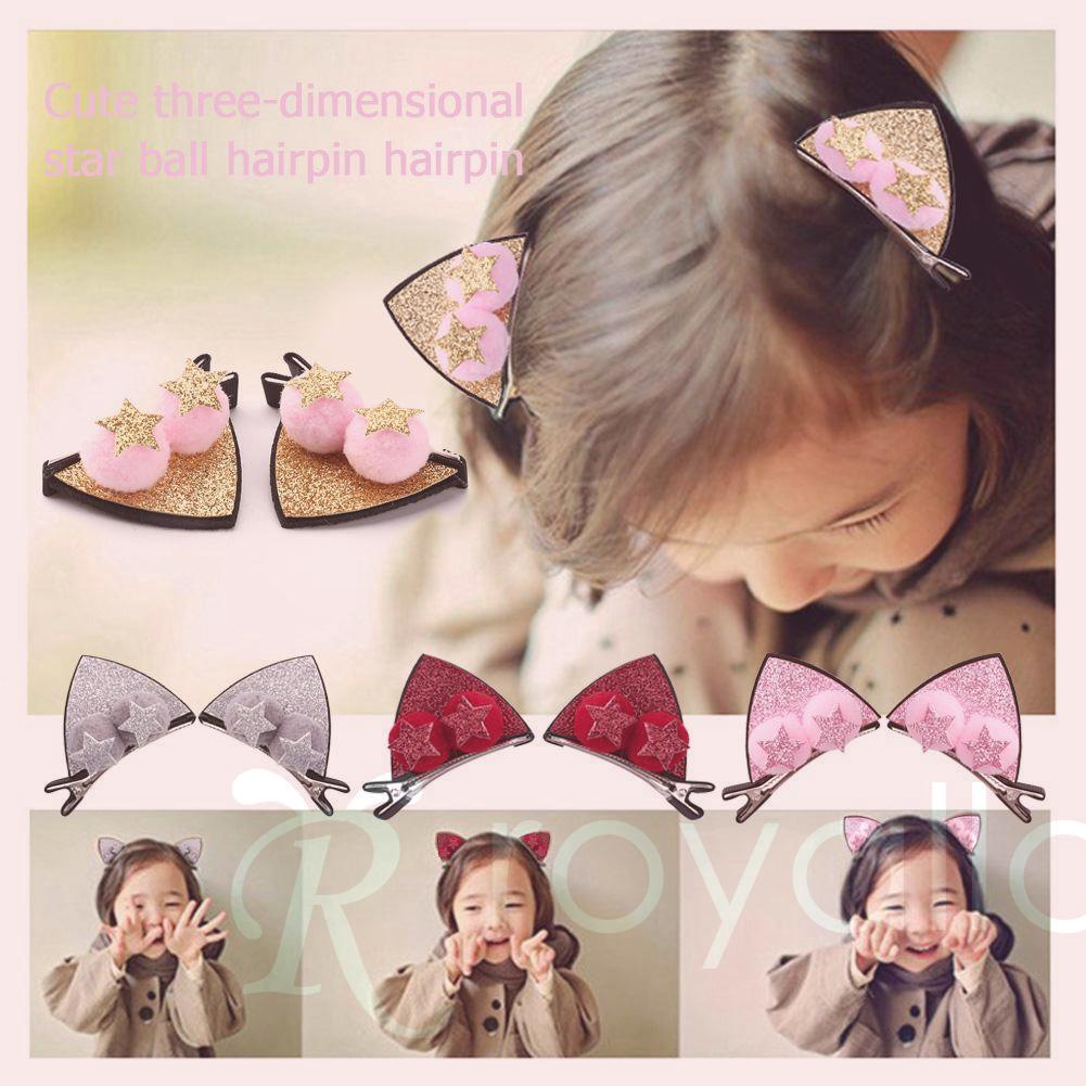 Sequins Girls Hair Clip 3d Stars Ball Hairpin Babies Glitter Party