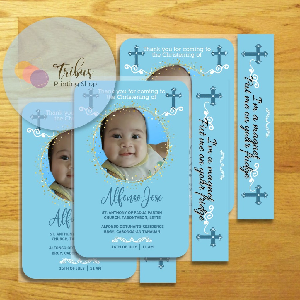 Simple Blue Theme Ref Magnet (Baptismal, Christening, Dedication ...