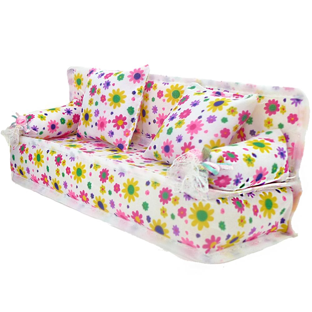Flower Cloth Sofa Couch 2 Cushions Cute Dollhouse Furniture Chair Living Room Doll Accessories For Barbie Doll House Girl Toy Shopee Philippines
