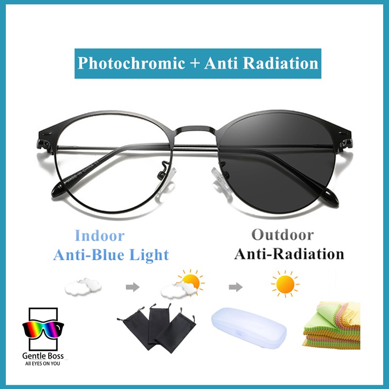 Anti Radiation Photochromic Eyeglasses For Women Men Replaceable Lens Computer Blue Light
