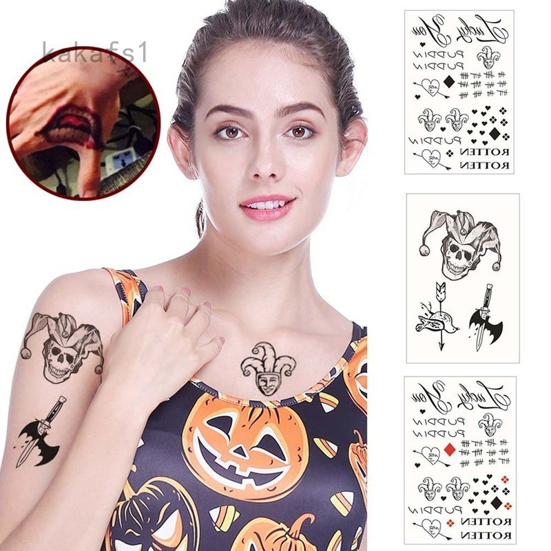 Halloween Cosplay The Joker Design Hahaha Waterproof Temporary Tattoo Stickers Arm Body Face Decal Shopee Philippines