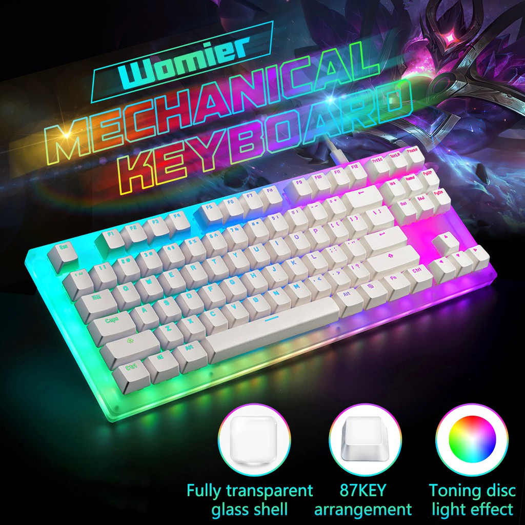Ready Womier K87 87 Keys Mechanical Gaming Keyboard Hot Swappable TypeC Wired USB 3.1