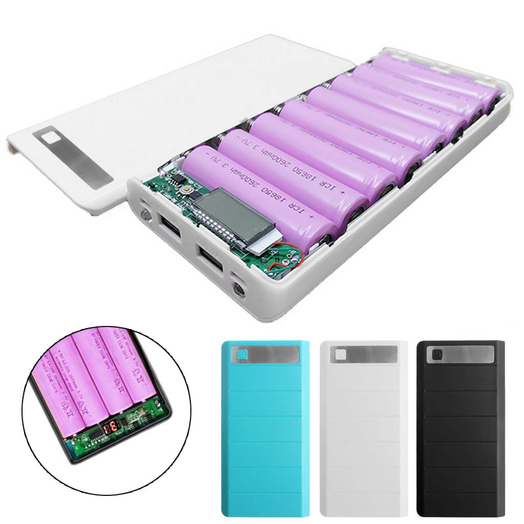Type C Input 2 USB Battery DIY Holder LED Display Power Bank Case