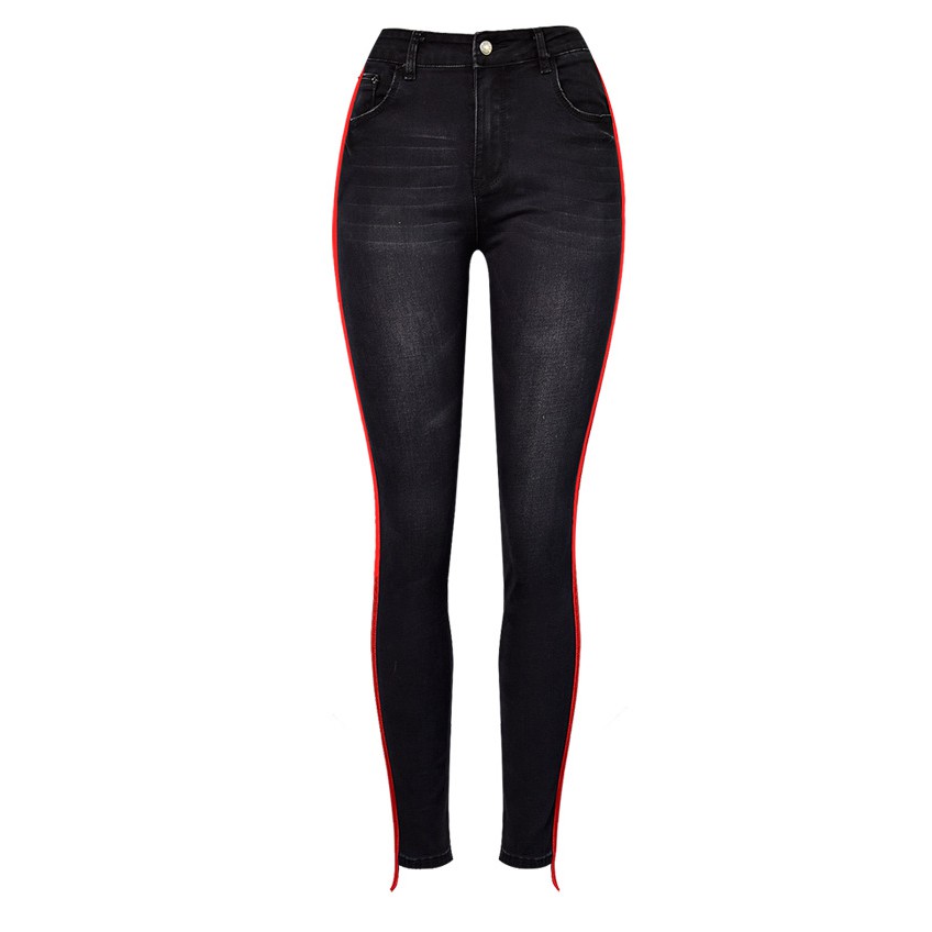 black jeans red stripe