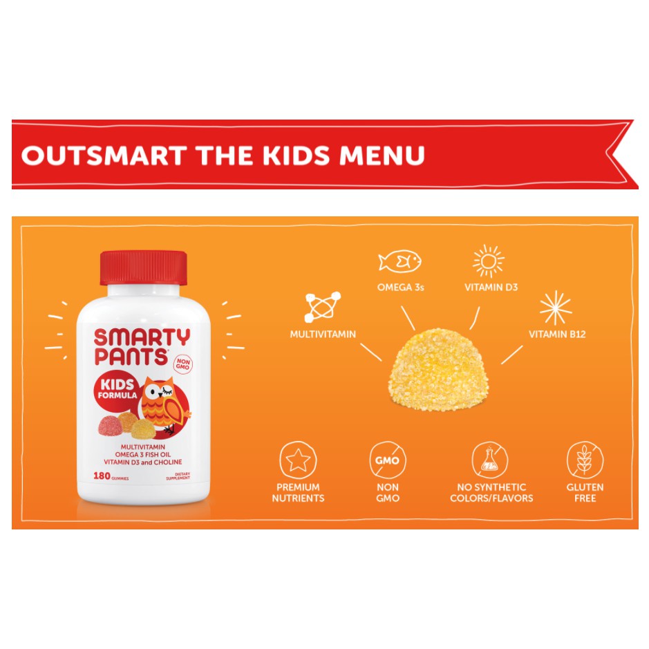 Smarty Pants Kids Formula Omega 3 Fish Oil Vitamin D3 And Choline 293