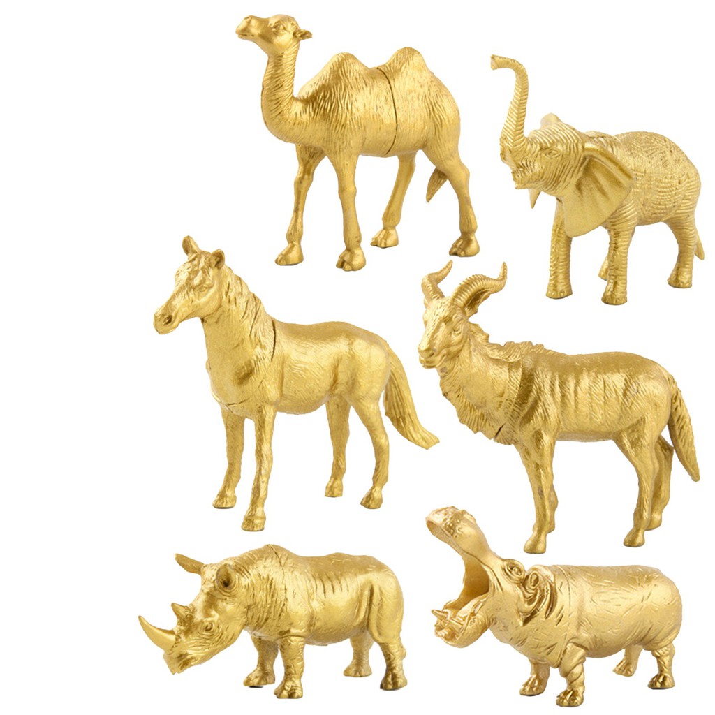 ✌❁New 2021 High Quality Gold Animals Figurines Toys 6pcs Jungle Animal  Figures Wild Plastic Animals | Shopee Philippines