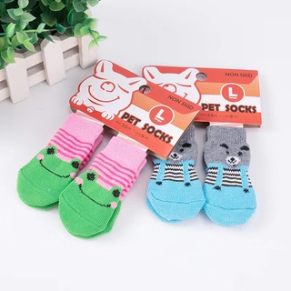 4Pcs Cute Pet Dog Socks with Print Anti-Slip Cats Puppy Shoes Paw Protector Products #6