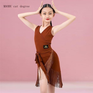Cha-Cha Children S Latin Dance Practice Clothes Sleeveless Dress Female Professional Tassel Competition Performance #2