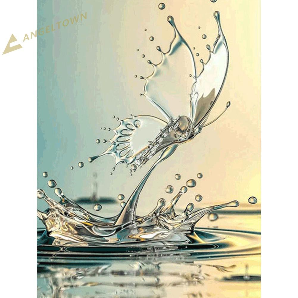 5D DIY Full Drill Round Diamond Painting Butterfly Droplet Diamond Embroidery Mosaic Kit Home Decor