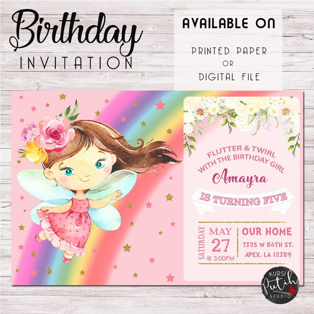 Customized fairy Theme birthday invitation invitation Shopee Philippines