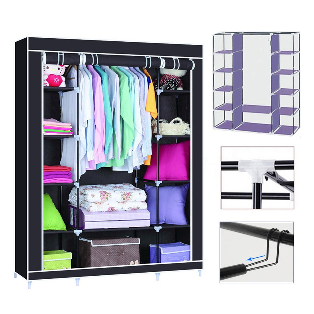 3 Drawers Large Portable Clothes Closet Canvas Wardr Wf Shopee