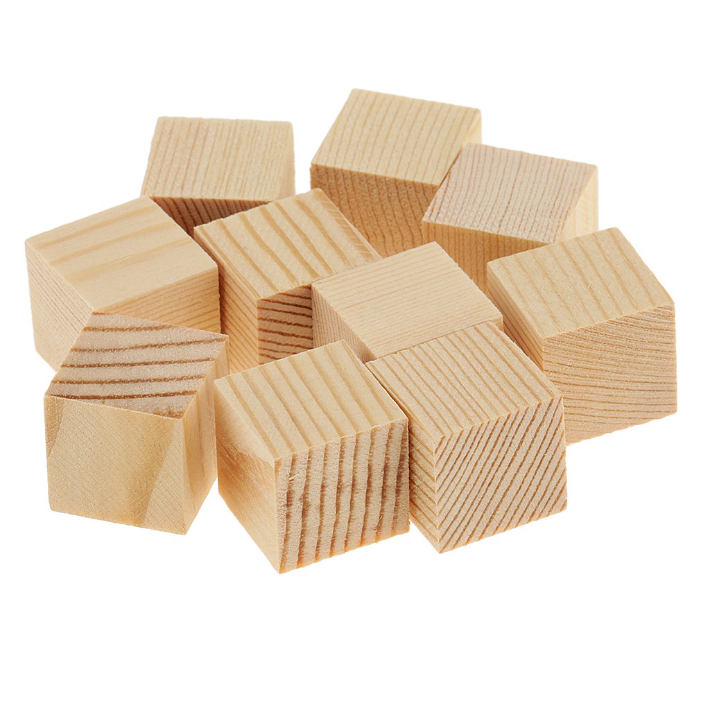 20mm Blank Dice Set 50Pcs 0.79Inch Wood Cubes Natural Craft Wood Blocks 