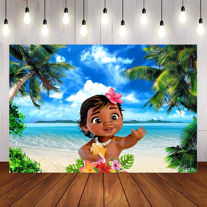 Moana Flower Tropical Backdrop For Kids Happy 1st Birthday Party Newborn Baby Shower Backgrounds For Photo Studio Birthday Party Decor Custom Name Photo Shopee Philippines