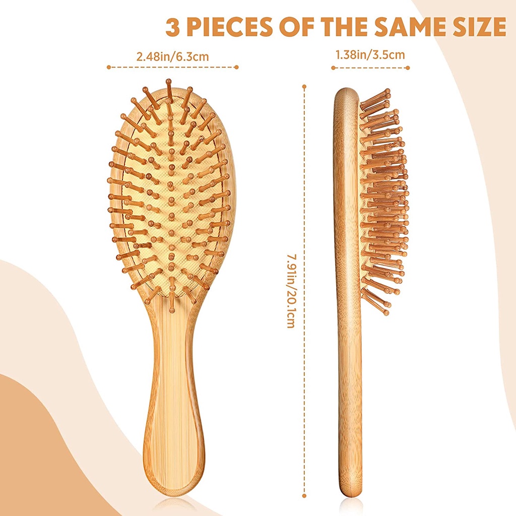 Medium Sized Bamboo Paddle Hair Brush and Scalp Massager Detangle Comb |  Shopee Philippines