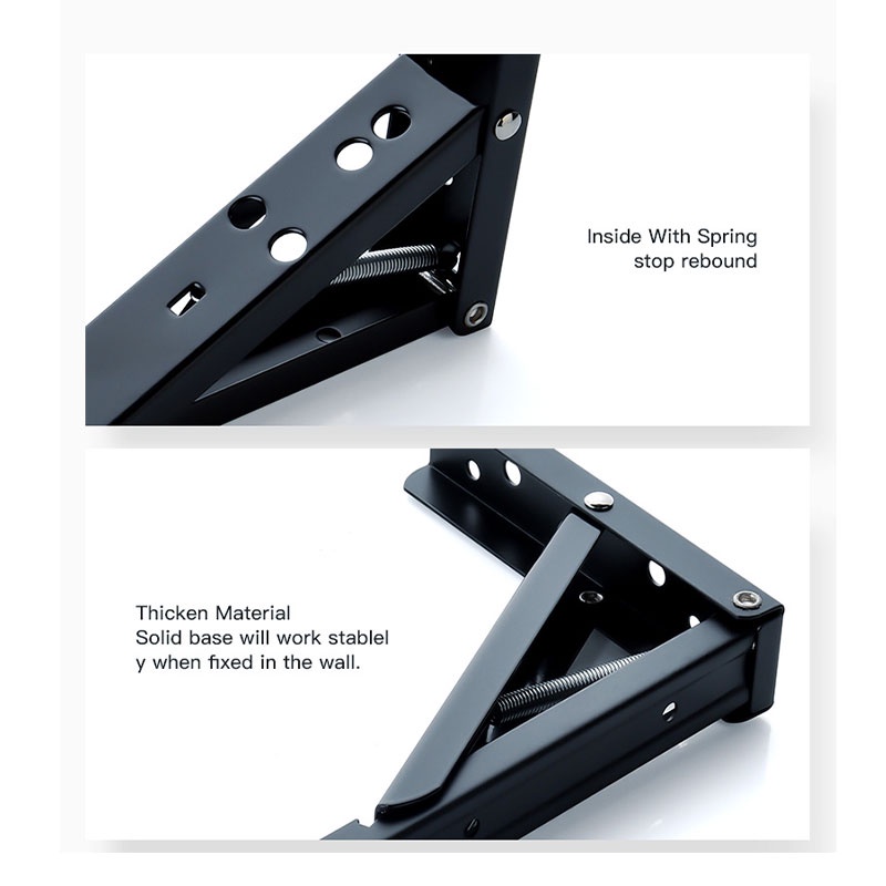 Stainless Steel Triangle Folding Angle Bracket Heavy Support Black Adjustable Wall Mounted Bracket