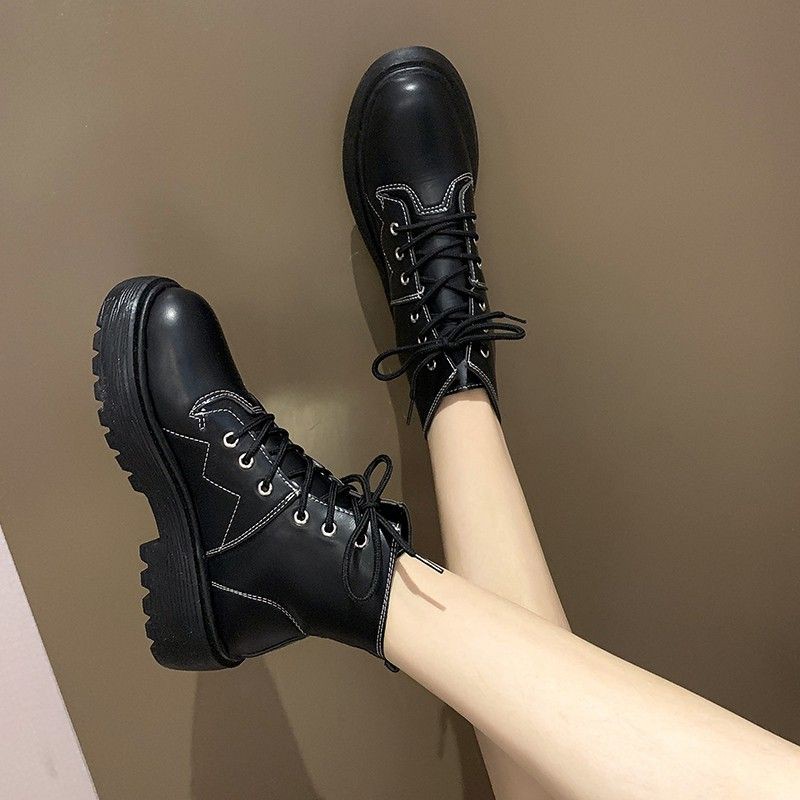 Bestseller Korea Casual Thick bottom Ankle Boots Women Simple white/black  Shoes | Shopee Philippines