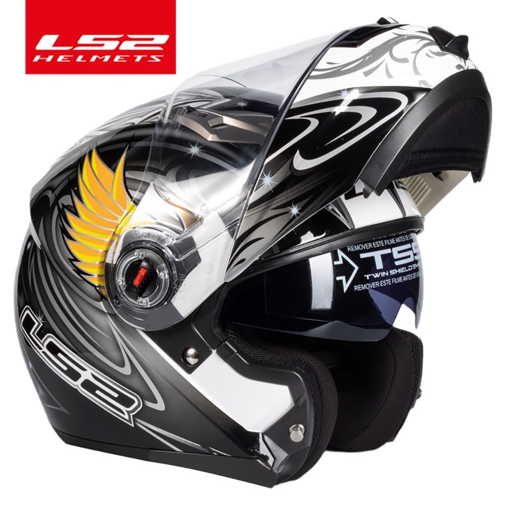 LS2 FF370 Modular Helmet Visor For FF325 FF394 FF384 Motorcycle Helmet Glasses Chrome Green 