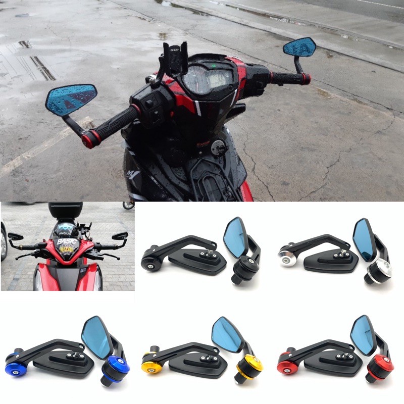 Motorcycle Aluminum Rear View Side Mirror Round Bar end Rear Mirror ...