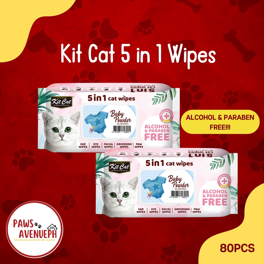 Kit Cat 5 in 1 Cat Wipes 80pcs (Baby Powder) Shopee Philippines