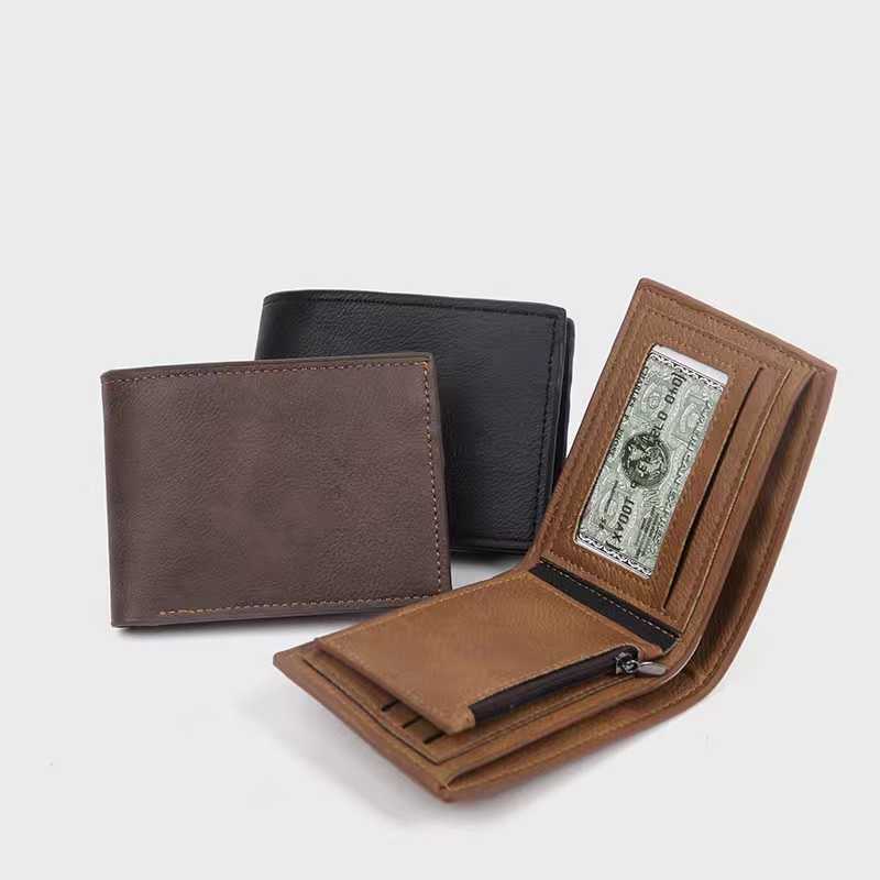 Short Men's Soft Leather/Gamoza Business Wallet MultiCard Wallet (2