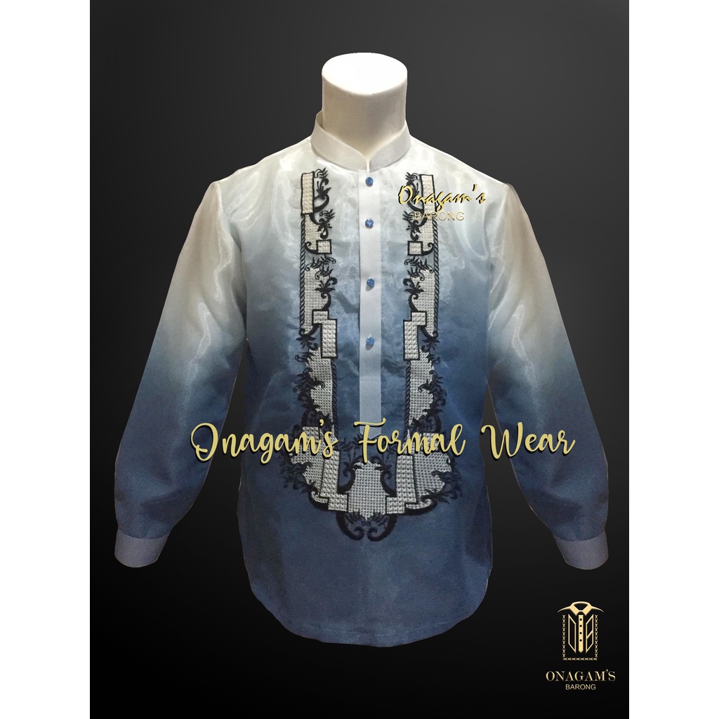 Dusty Blue Barong Tagalog from Lumban Laguna | Shopee Philippines