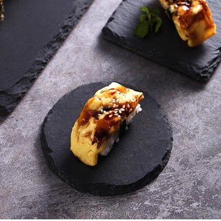 Natural Rock Plate Restaurant Steak Sushi Display Dishes Black Slabstone Barbecue Pan Banquet Rock Plate Serving Dishes #9