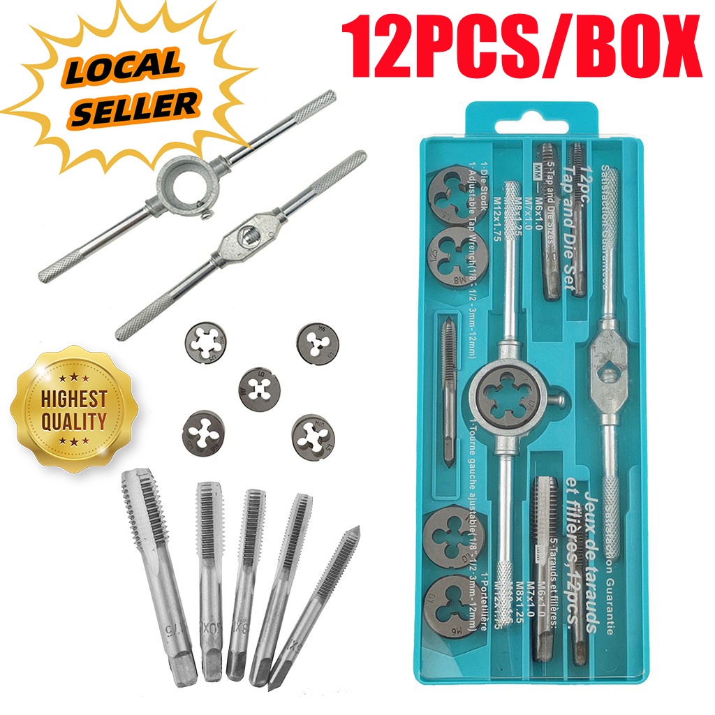 12pcs Tap and Die Set Internal and External Threads Essential Threading