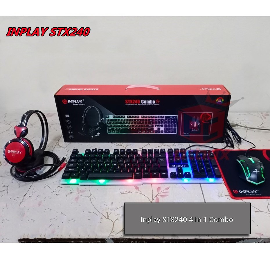 INPLAY 4 in 1 STX240 Bundles Gaming Keyboard,Mouse,Headset,mousepad RGB ...