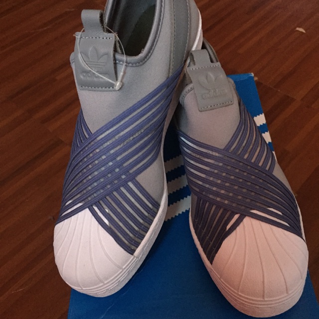 adidas grey slip on shoes