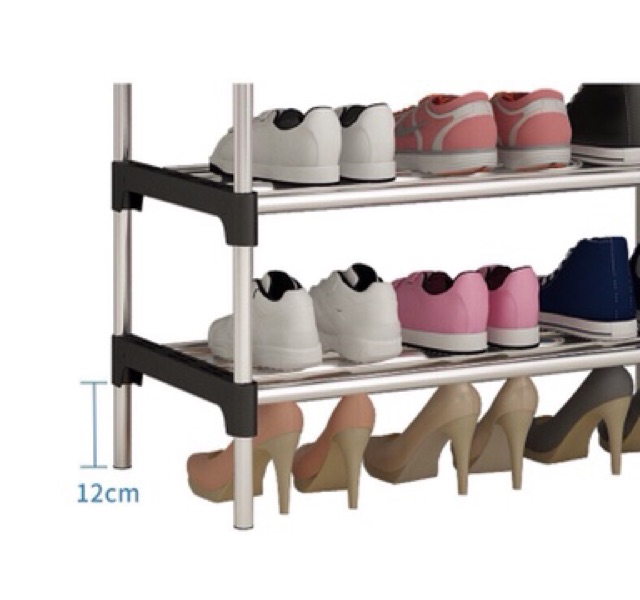 6 Layer Shoe Rack Tier Colored Stainless Steel Stackable Shoes Organizer Storage Stand Shopee Philippines